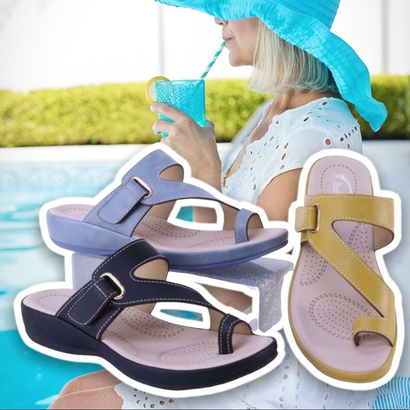 Italina COMFORT Powder Blue Toe Ring Slide SANDAL - Picture 2 of 8